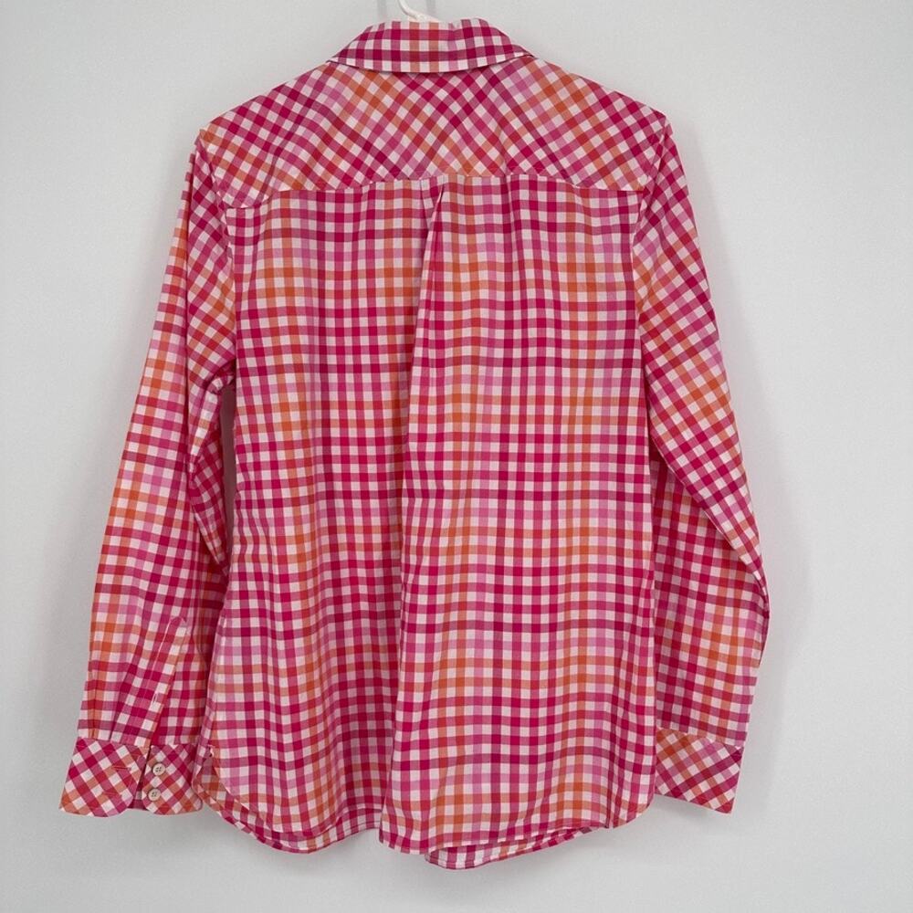 Talbots Blouse Womens 6 Preppy Office Career Pink Check Plaid Academia Normcore - Picture 6 of 10